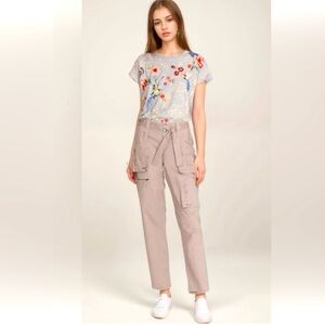 Johnny Was Pete & Greta Khaki Cargo Boho Chic Pants Size 12 NWT